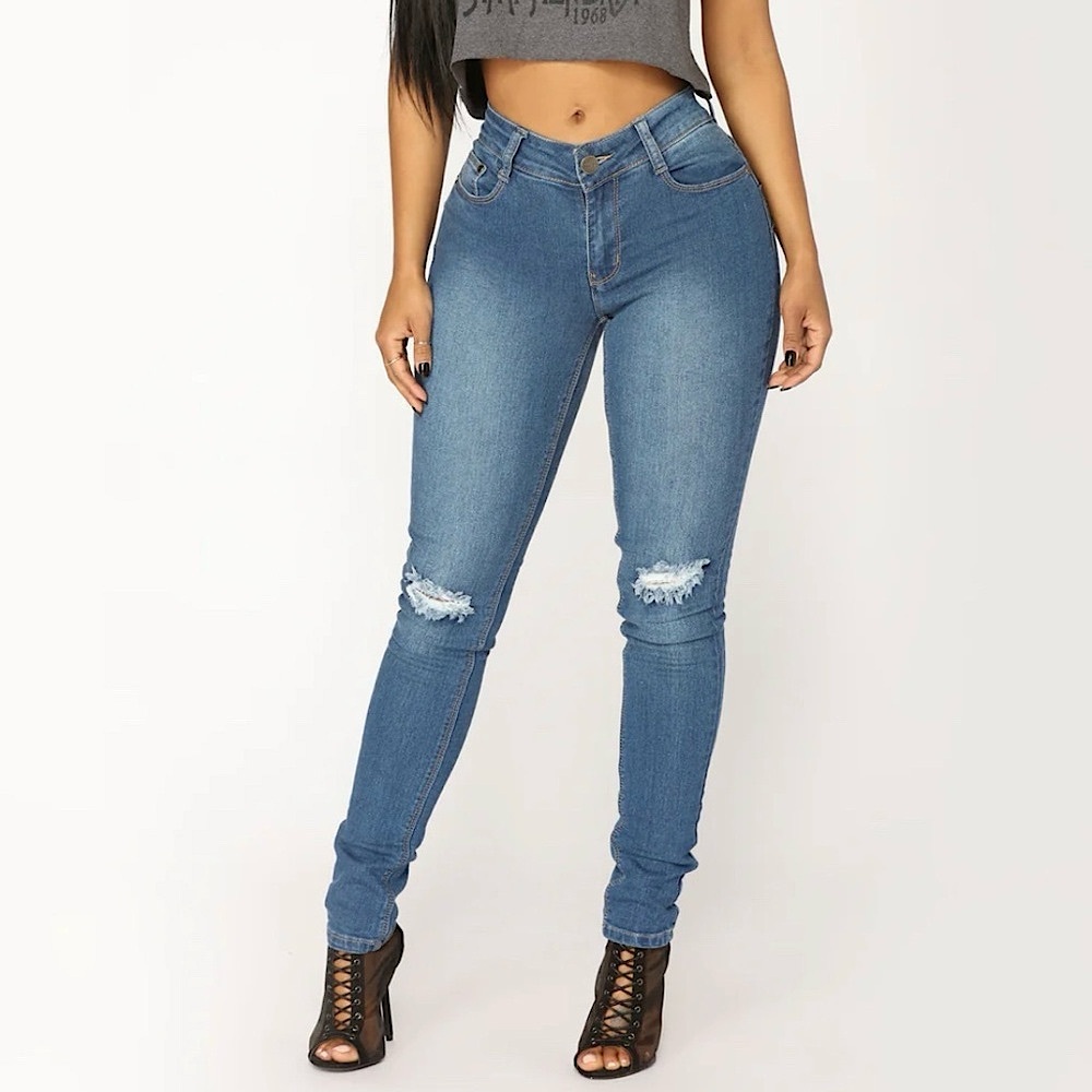 Distressed High Rise Skinny Jeans